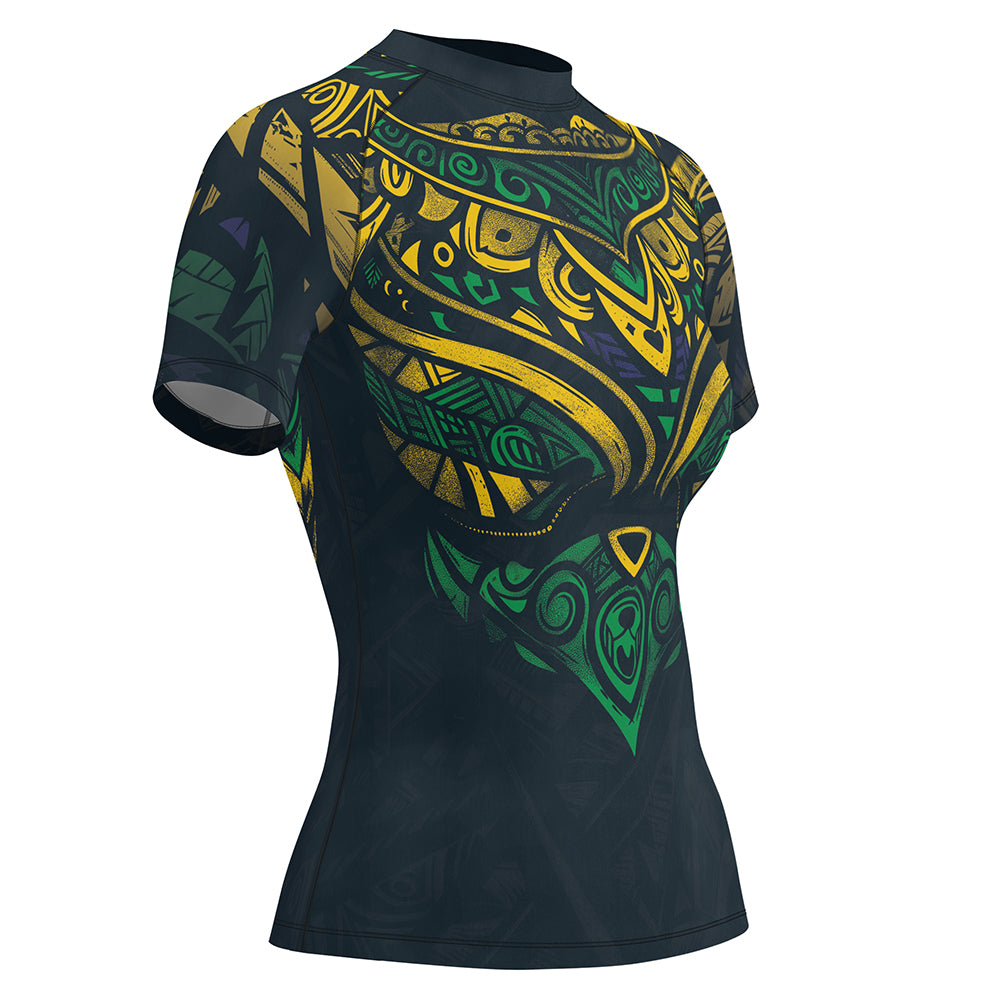 Rashninja Patriot Brazil Flag Women's Short Sleeve Rash Guard