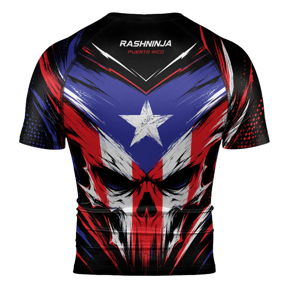 Rashninja Patriot Puerto Rico Flag Men's Short Sleeve Rash Guard
