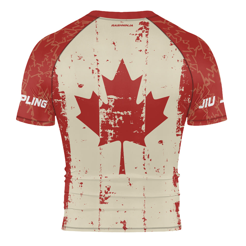 Rashninja Patriot Canada Flag Men's Short Sleeve Rash Guard