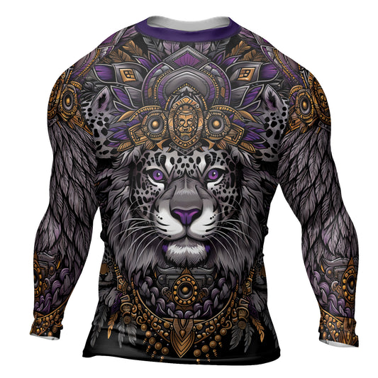 Rashninja Aztec Lion Mandala Men's Long Sleeve Rash Guard