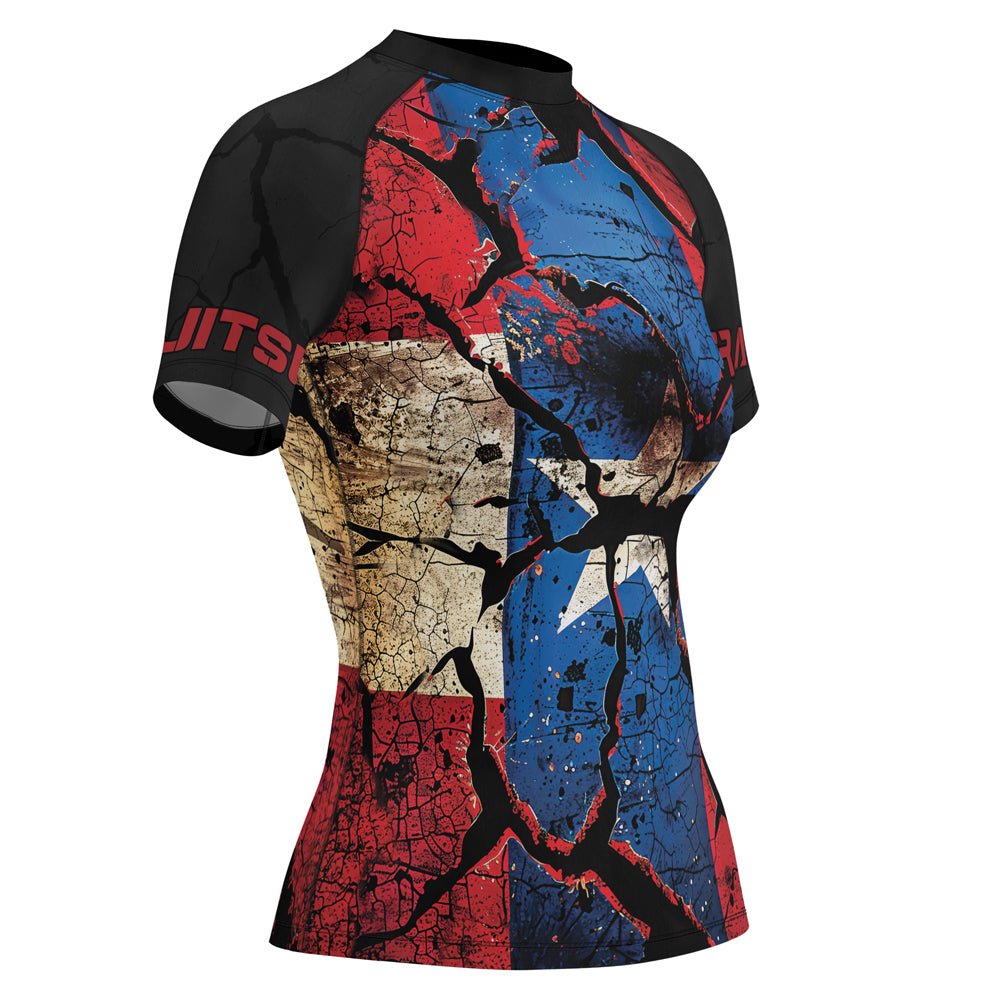 Rashninja Patriot Puerto Rico Flag Women's Short Sleeve Rash Guard