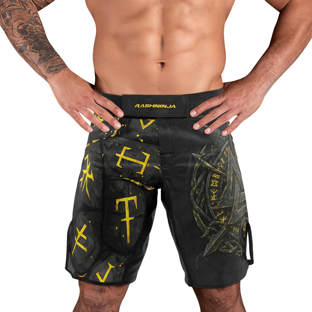 Rashninja Viking Raven Vegvisir Men's Fight Shorts