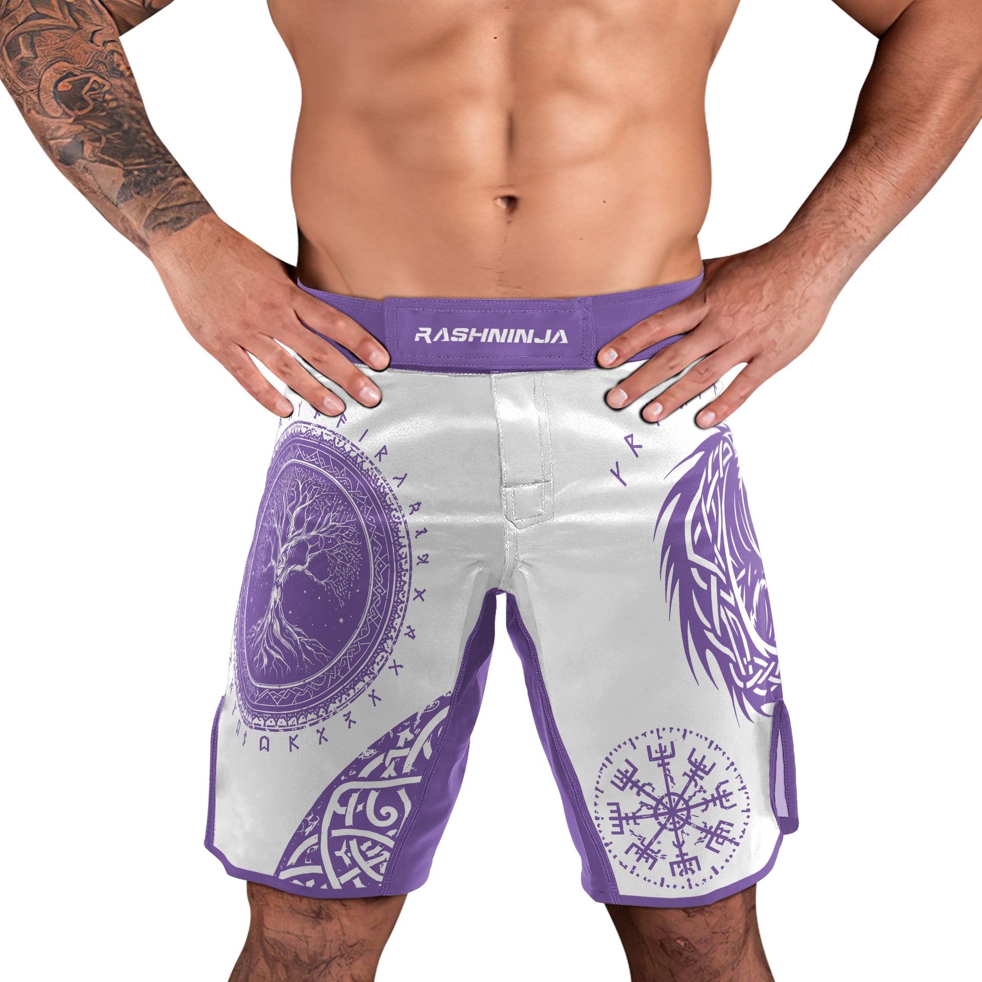 Rashninja Yggdrasil Bear Viking Men's Fight Shorts