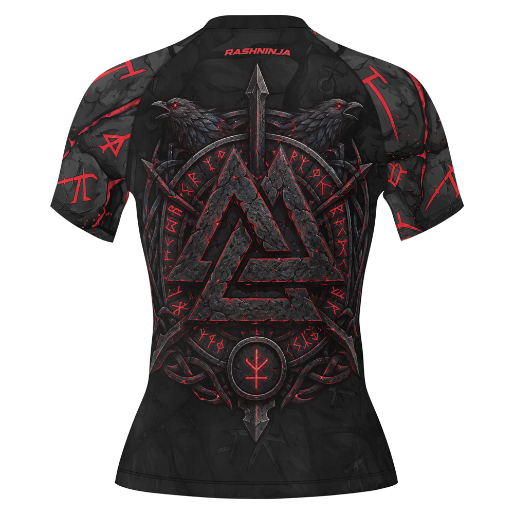 Rashninja Viking Raven Vegvisir Women's Short Sleeve Rash Guard
