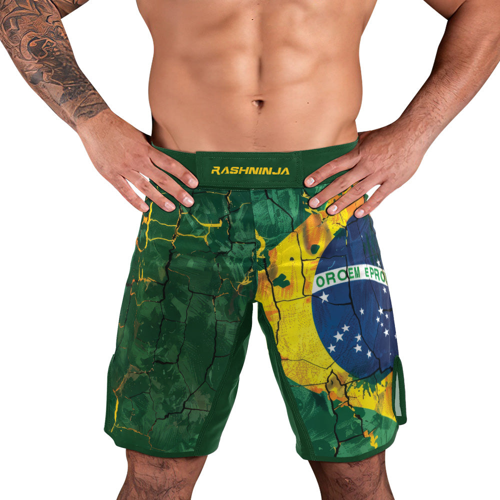 Rashninja Patriot Brazil Flag Men's Fight Shorts