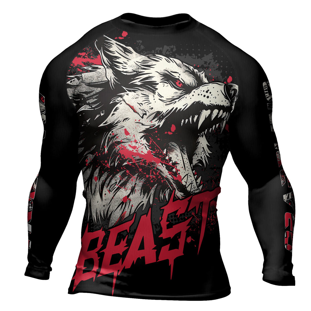 Rashninja Wolf Tribal Spirit Men's Long Sleeve Rash Guard

