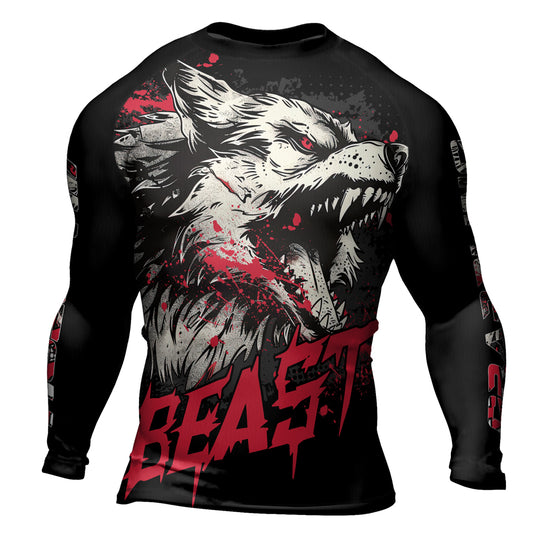 Rashninja Wolf Tribal Spirit Men's Long Sleeve Rash Guard

