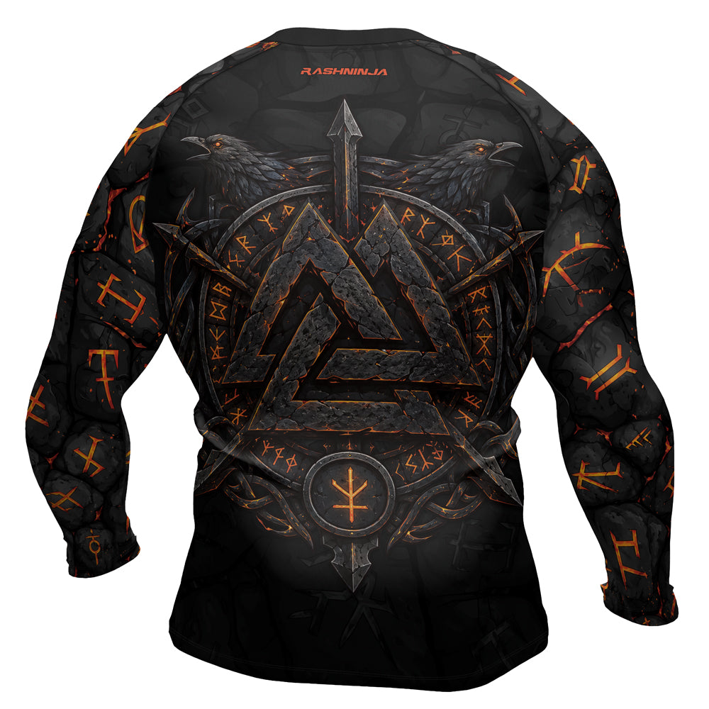 Rashninja Viking Raven Vegvisir Men's Long Sleeve Rash Guard