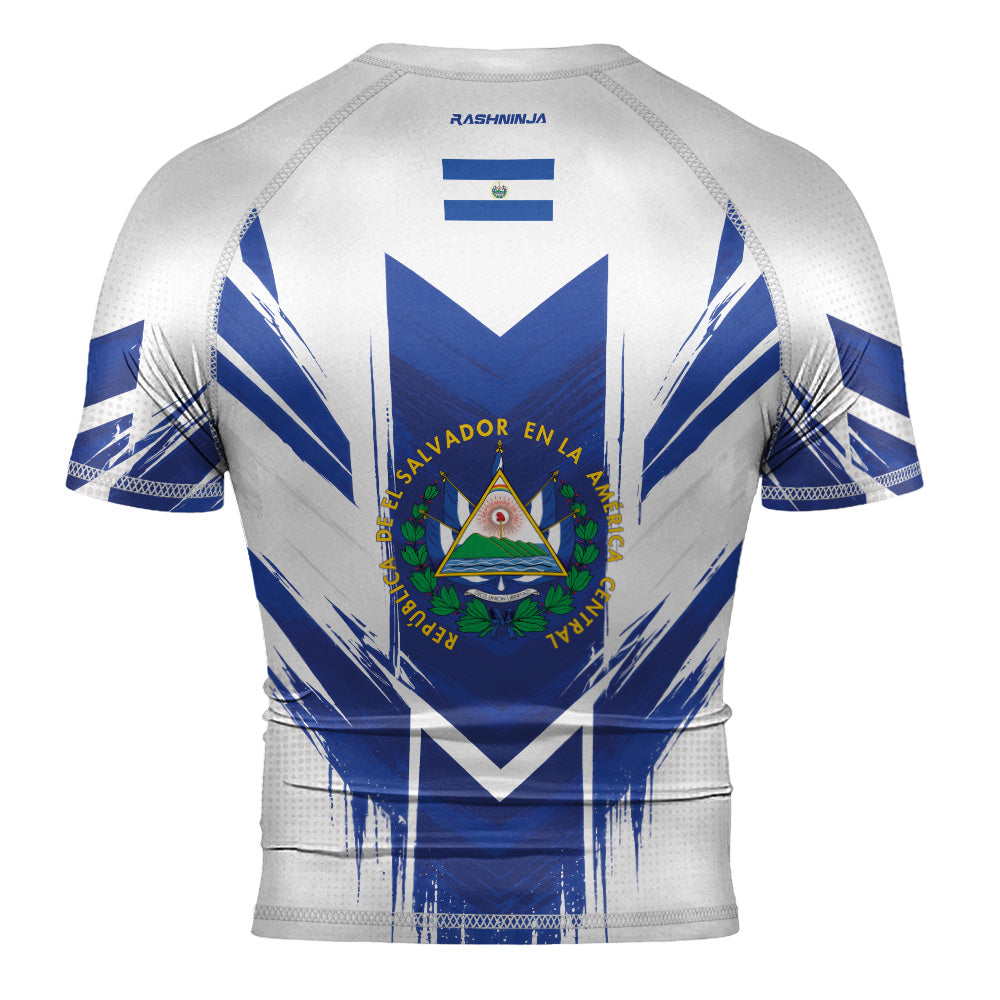 Rashninja Patriot El Salvador Flag Men's Short Sleeve Rash Guard