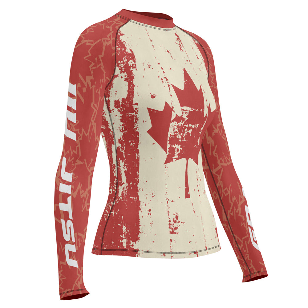 Rashninja Patriot Canada Flag Women's Long Sleeve Rash Guard