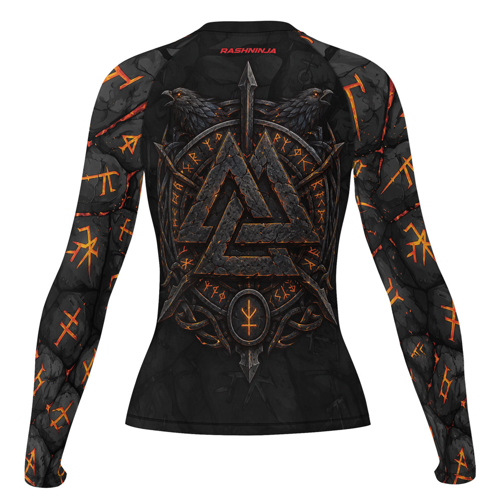 Rashninja Viking Raven Vegvisir Women's Long Sleeve Rash Guard