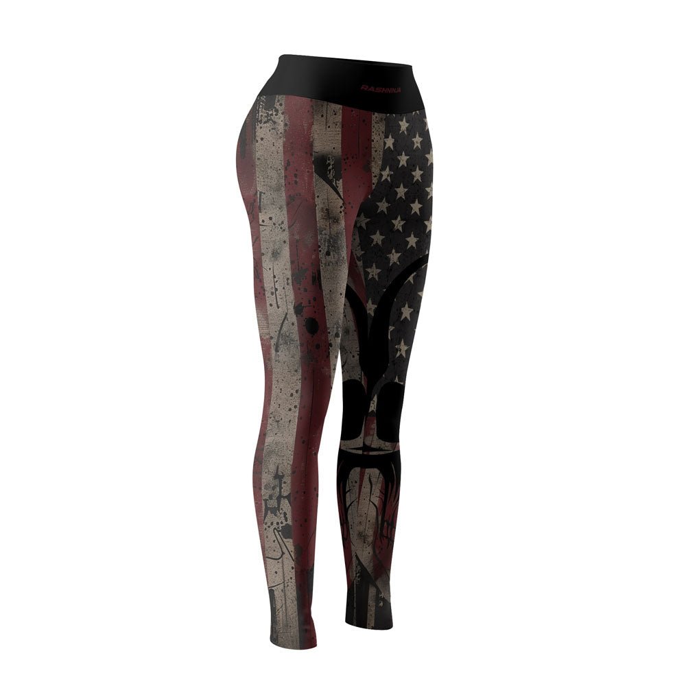 Rashninja Patriotic Skull Distressed Women's Leggings