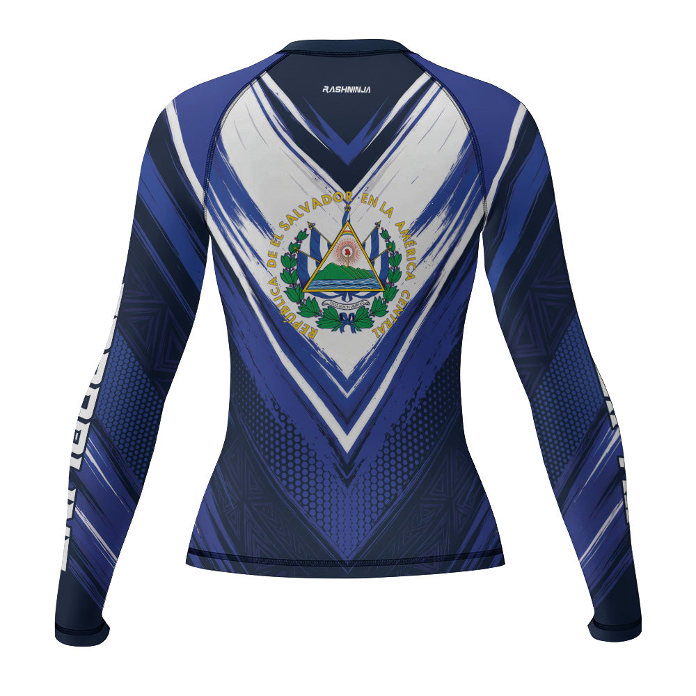 Rashninja Patriot El Salvador Flag Women's Long Sleeve Rash Guard