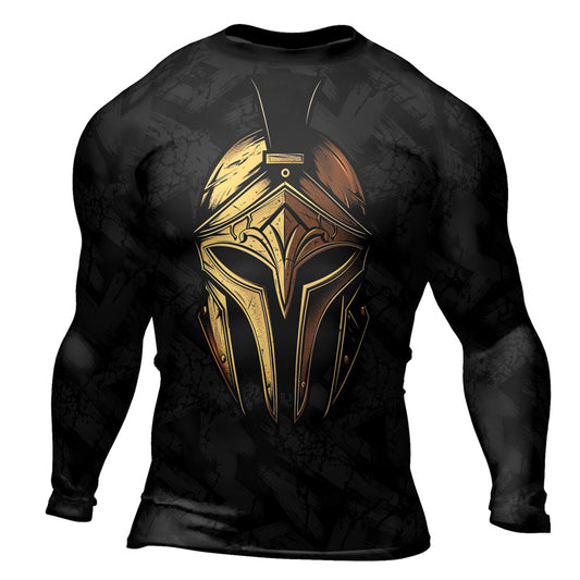 Rashninja Spartan Golden Helm Men's Long Sleeve Rash Guard
