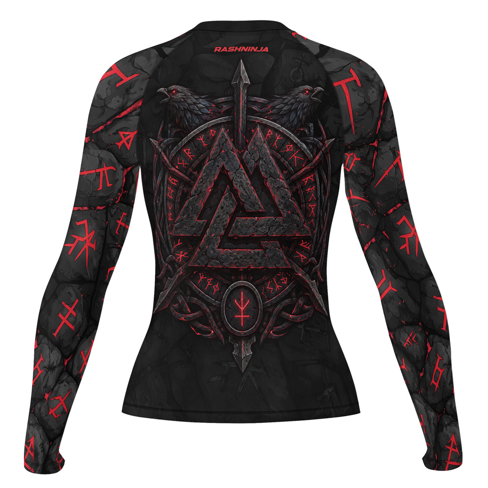 Rashninja Viking Raven Vegvisir Women's Long Sleeve Rash Guard