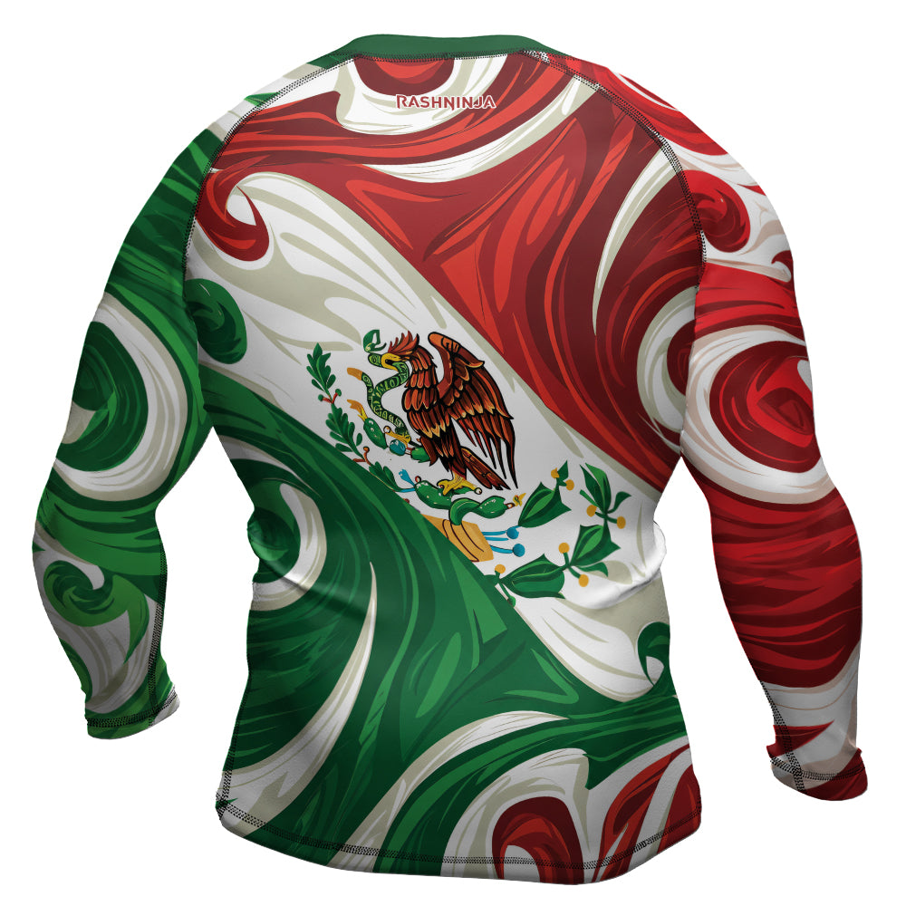 Rashninja Patriot Mexico Flag Men's Long Sleeve Rash Guard