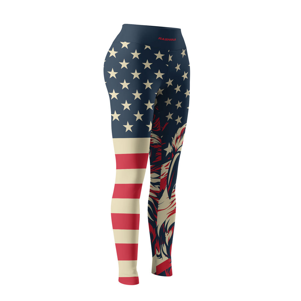 Rashninja Patriotic Eagle Flames Women's Leggings