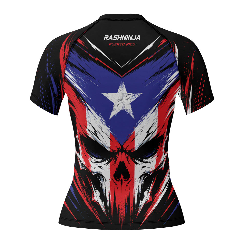 Rashninja Patriot Puerto Rico Flag Women's Short Sleeve Rash Guard