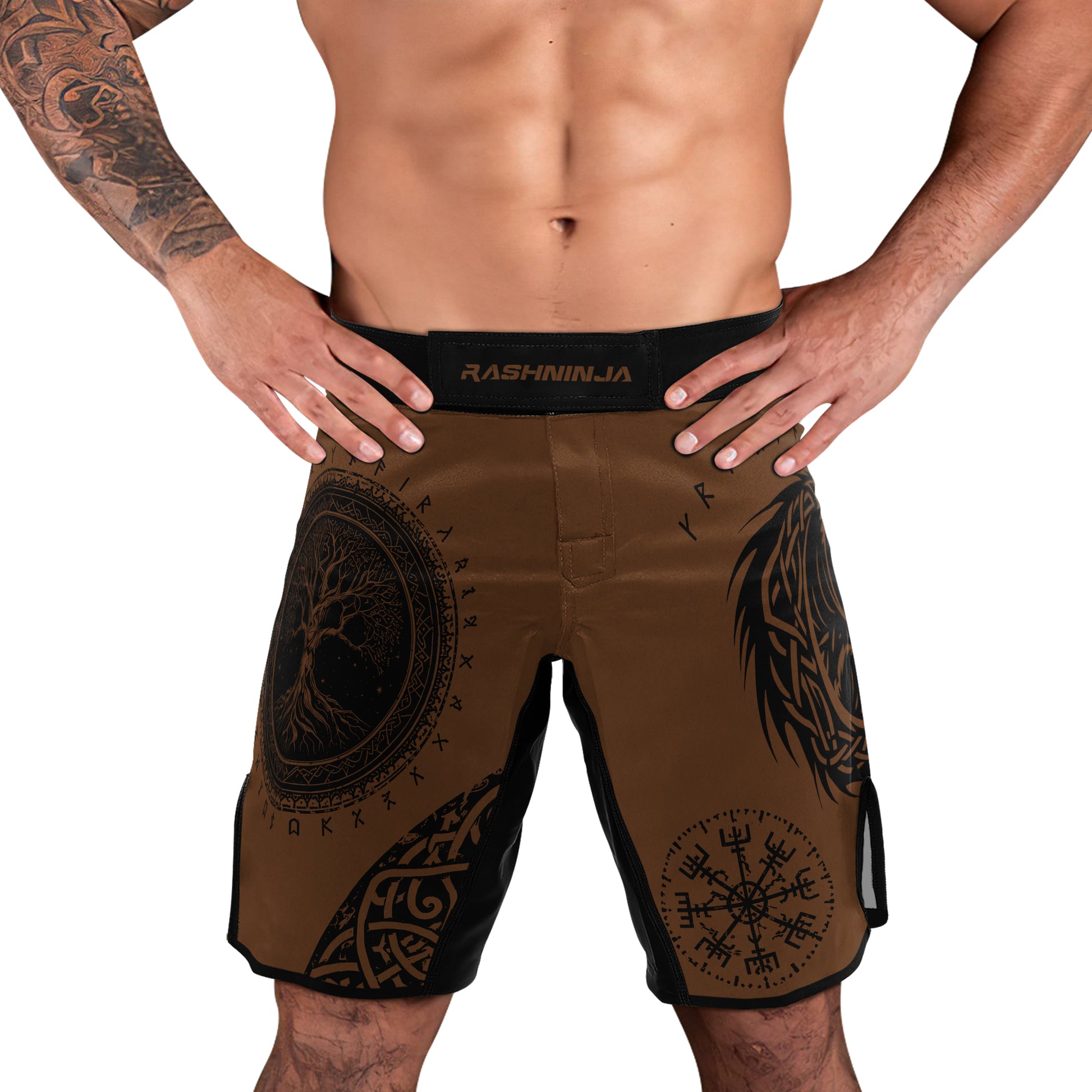 Rashninja Yggdrasil Bear Viking Men's Fight Shorts