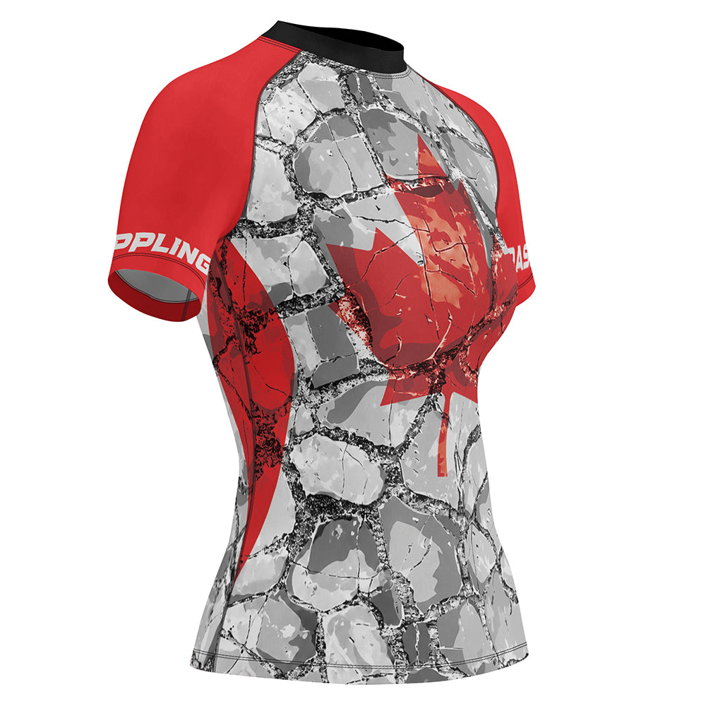 Rashninja Patriot Canada Flag Women's Short Sleeve Rash Guard