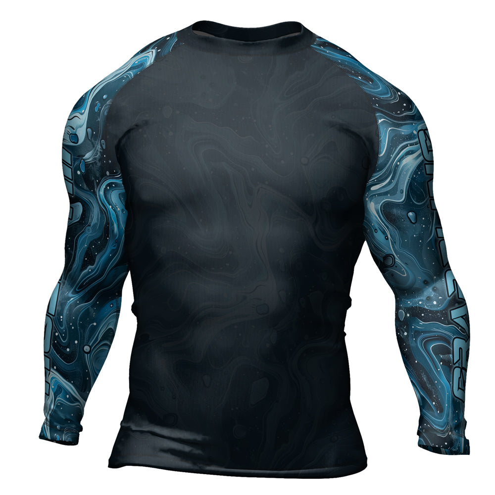 Turquoise Rash Guard Rashninja Cyber Storm Turquoise Men's Long Sleeve Rash Guard
