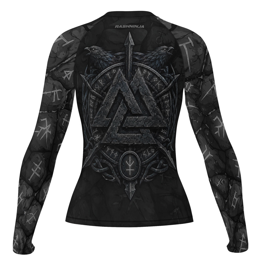 Rashninja Viking Raven Vegvisir Women's Long Sleeve Rash Guard