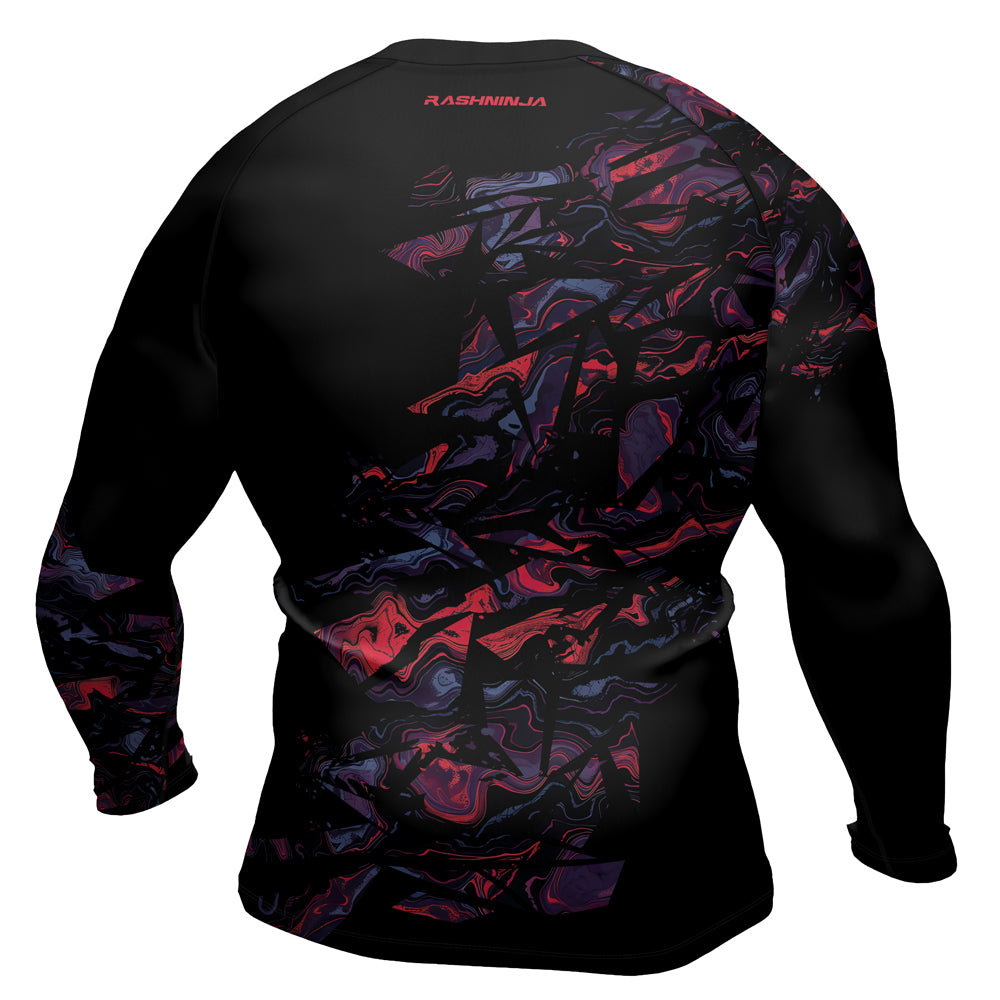 Rashninja Red Cyber Marble Men's Long Sleeve Rash Guard