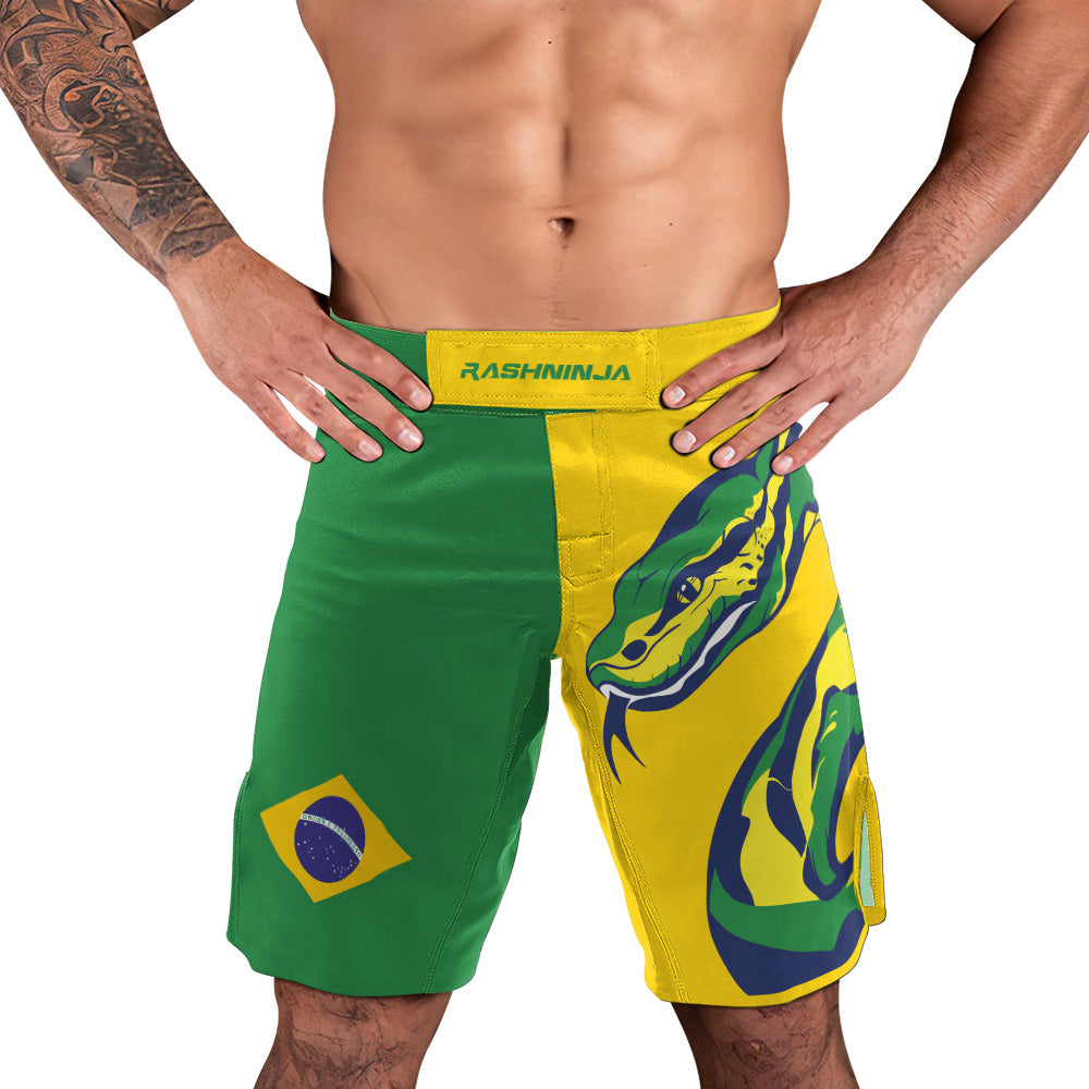 Rashninja Patriot Brazil Flag Men's Fight Shorts