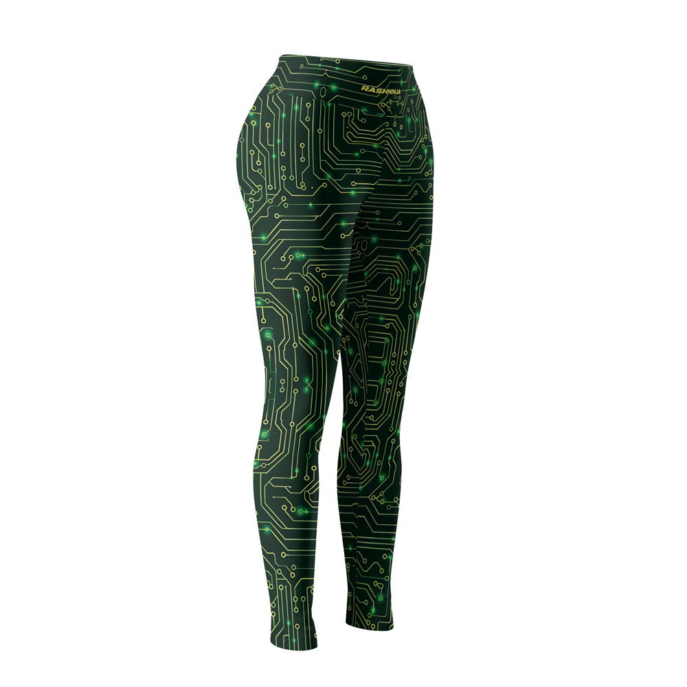 Rashninja Green Cyber Circuit Women's Leggings