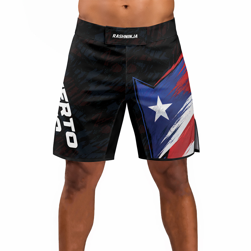 Rashninja Patriot Puerto Rico Flag Men's Fight Shorts