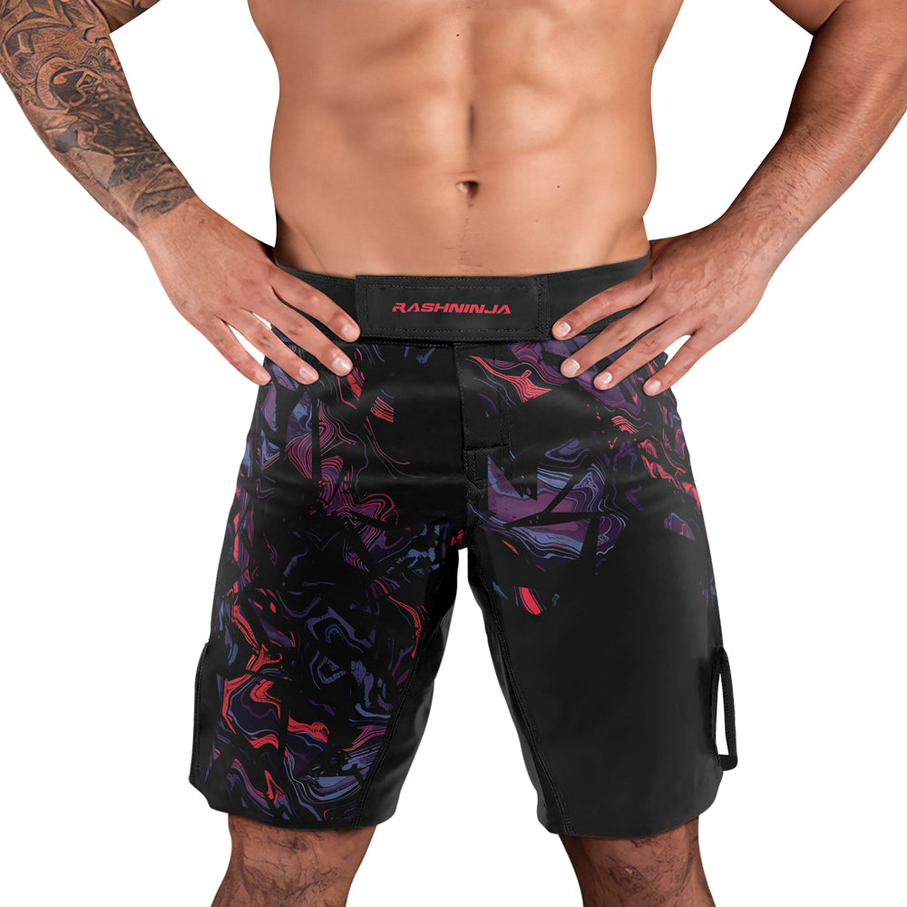 Rashninja Red Cyber Marble Men's Fight Shorts