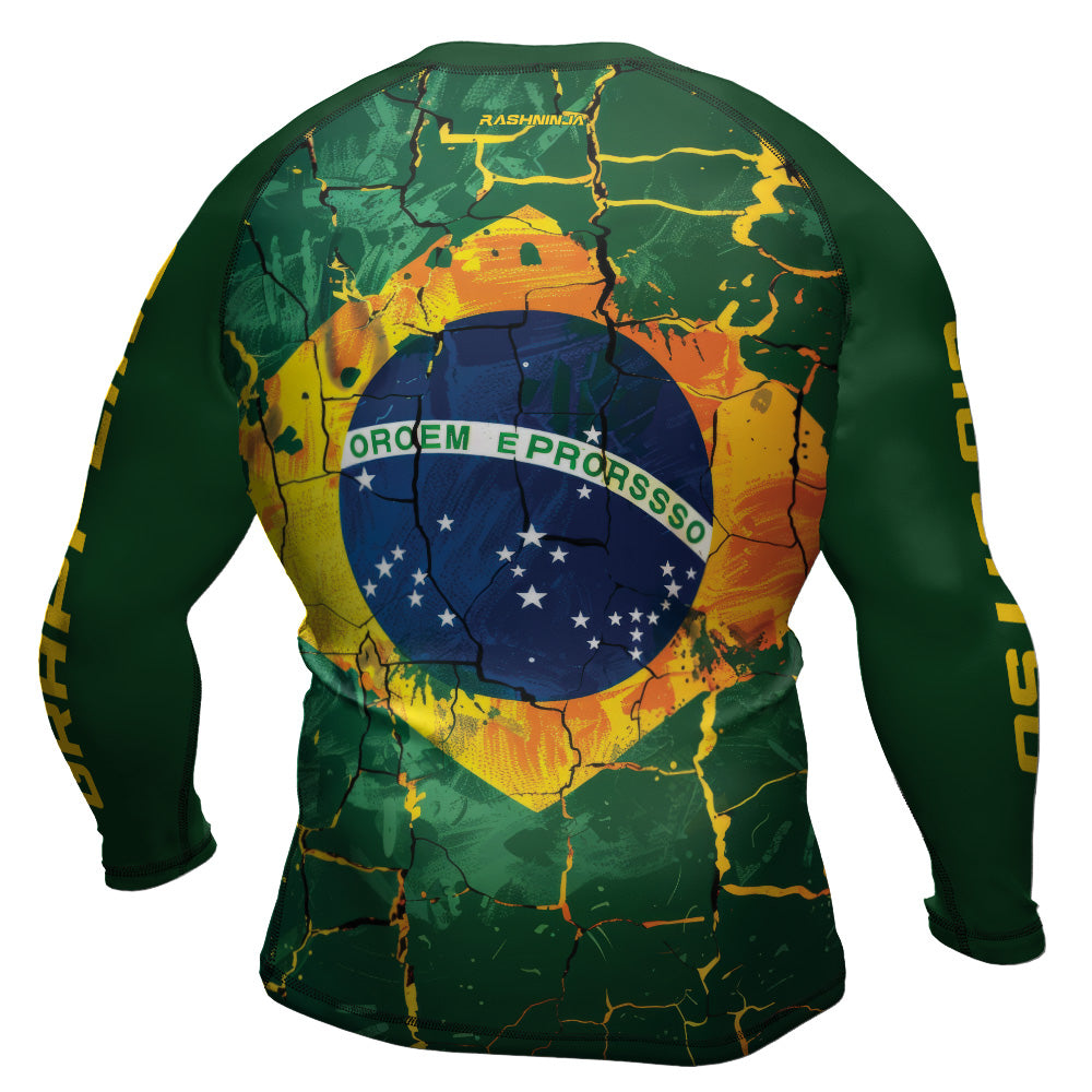 Rashninja Patriot Brazil Flag Men's Long Sleeve Rash Guard