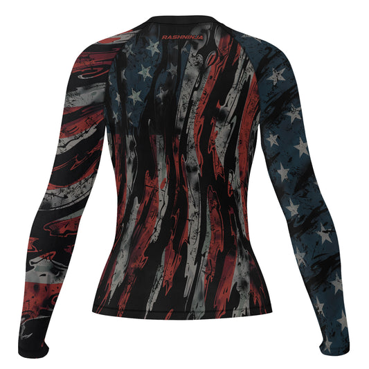 Rashninja Patriot Skull Bandana Women's Long Sleeve Rash Guard