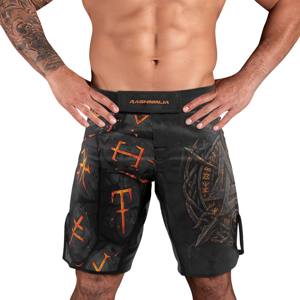 Rashninja Viking Raven Vegvisir Men's Fight Shorts