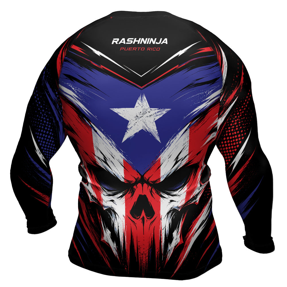 Rashninja Patriot Puerto Rico Flag Men's Long Sleeve Rash Guard