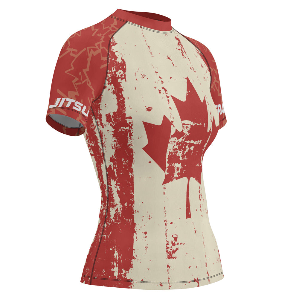 Rashninja Patriot Canada Flag Women's Short Sleeve Rash Guard