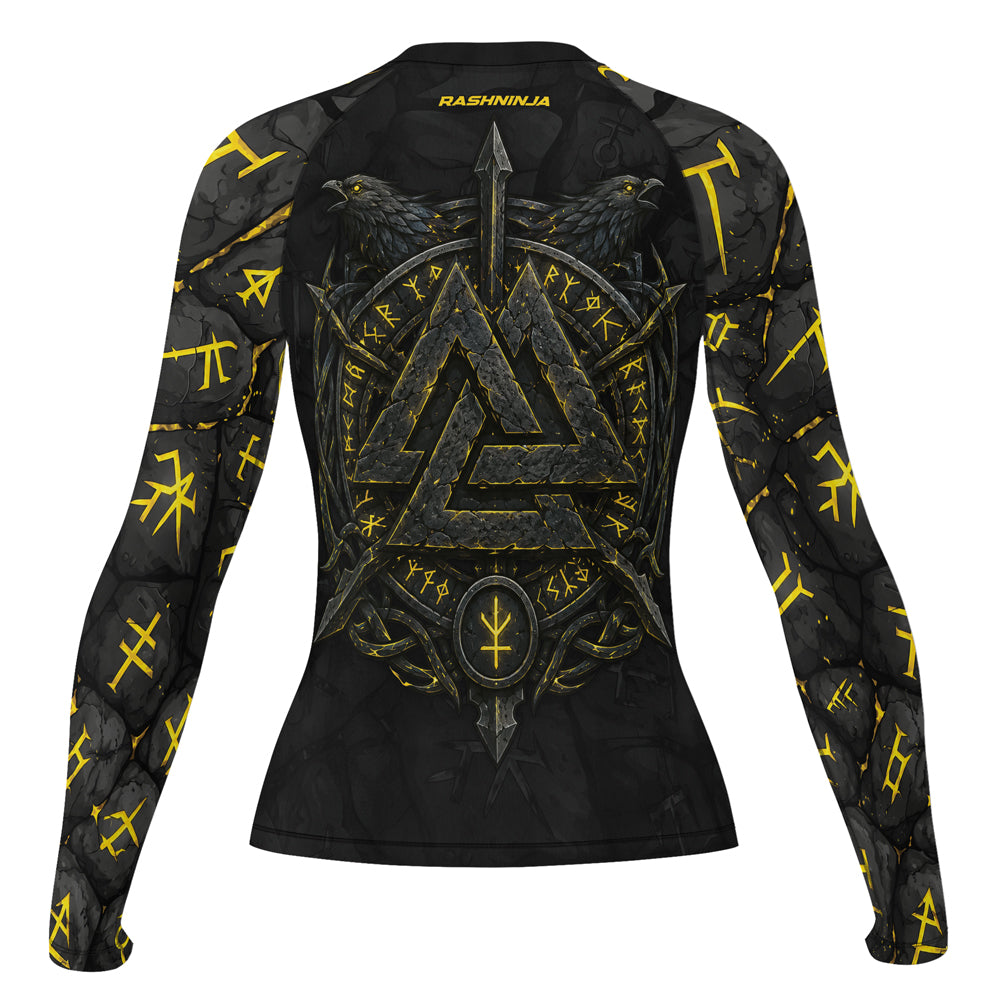 Rashninja Viking Raven Vegvisir Women's Long Sleeve Rash Guard