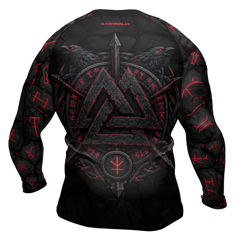 Rashninja Viking Raven Vegvisir Men's Long Sleeve Rash Guard