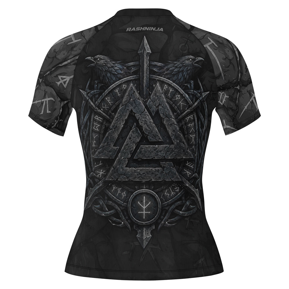 Rashninja Viking Raven Vegvisir Women's Short Sleeve Rash Guard