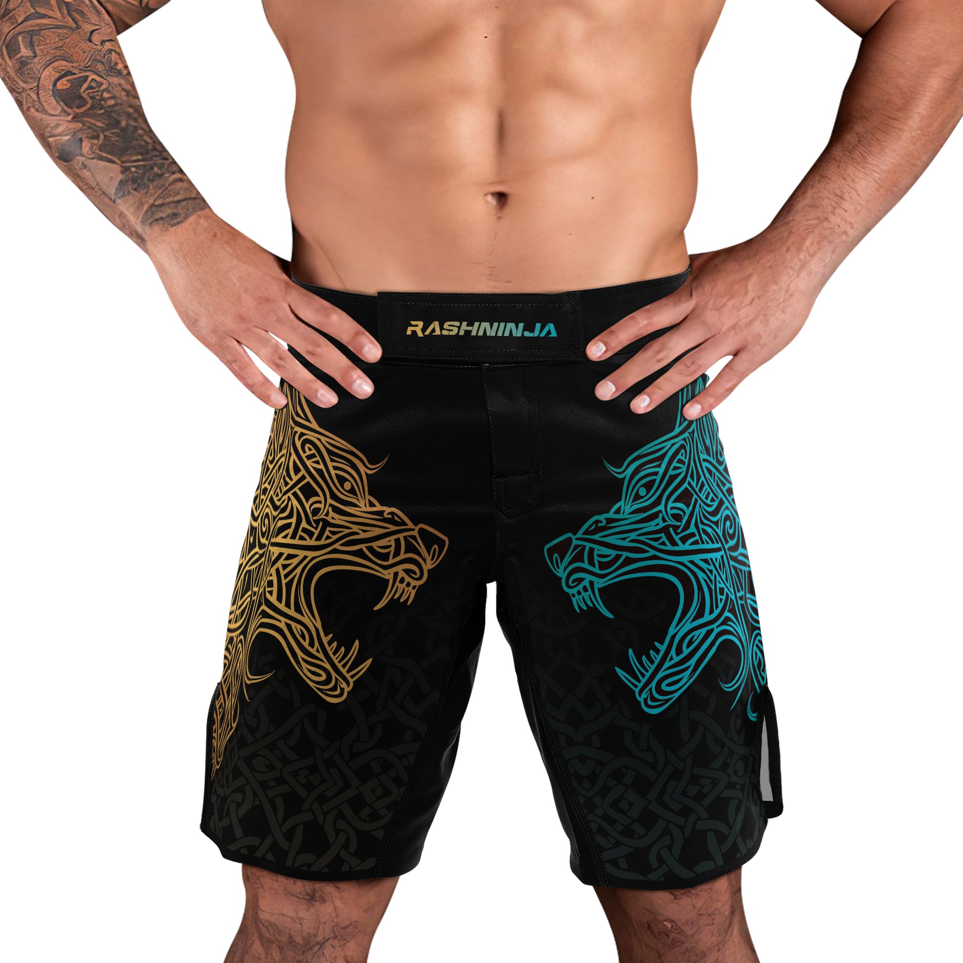 Rashninja Norse Viking Wolf Men's Fight Shorts