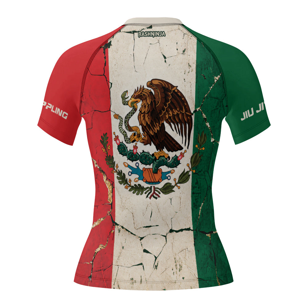 Rashninja Patriot Mexico Flag Women's Short Sleeve Rash Guard