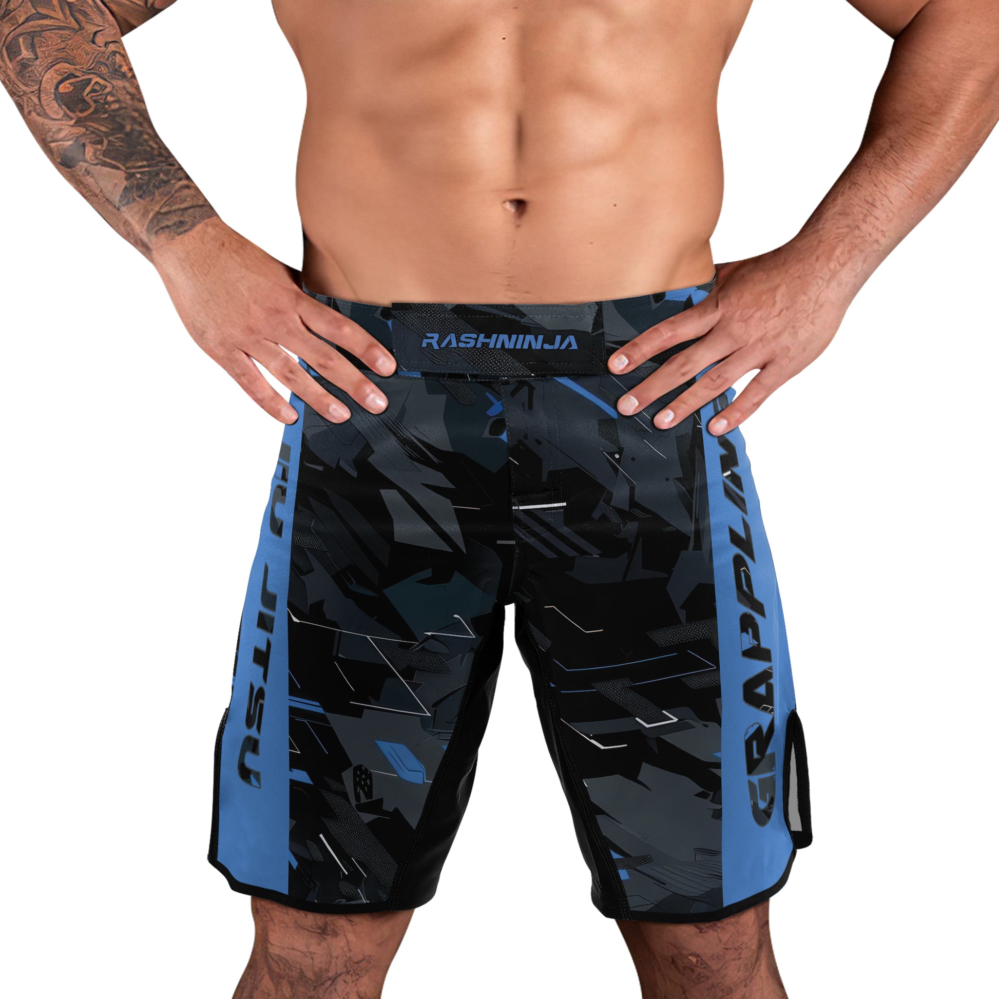 Rashninja Blue Triangle Men's Fight Shorts