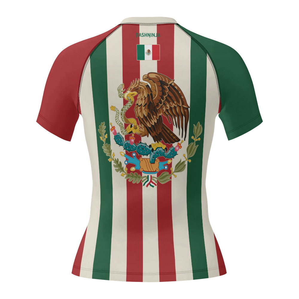 Rashninja Patriot Mexico Flag Women's Short Sleeve Rash Guard