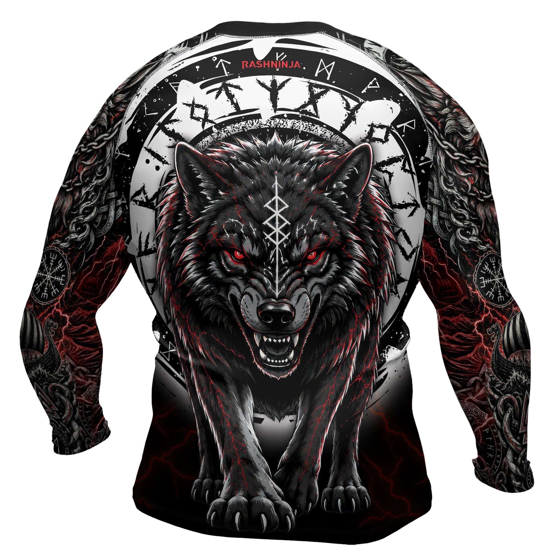 Rashninja Blood Fenrir Wolf Men's Long Sleeve Rash Guard