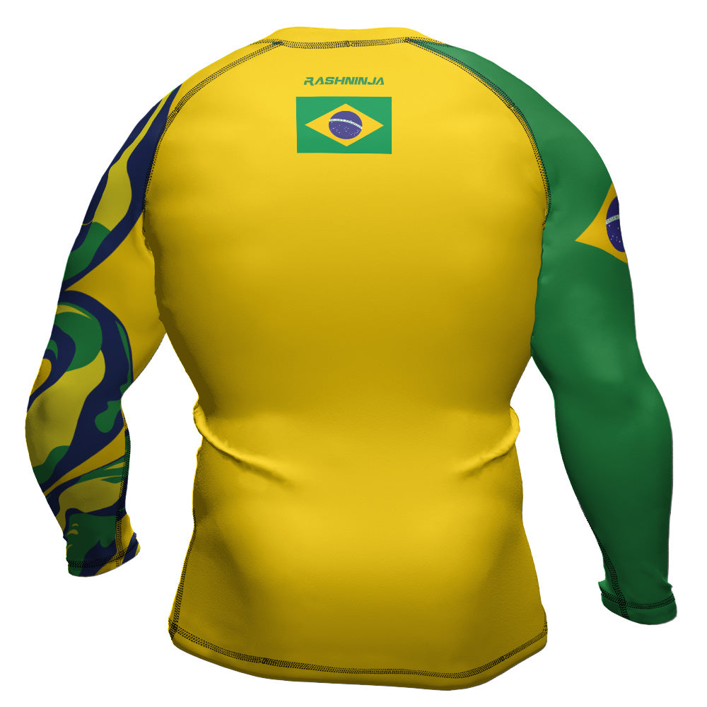 Rashninja Patriot Brazil Flag Men's Long Sleeve Rash Guard