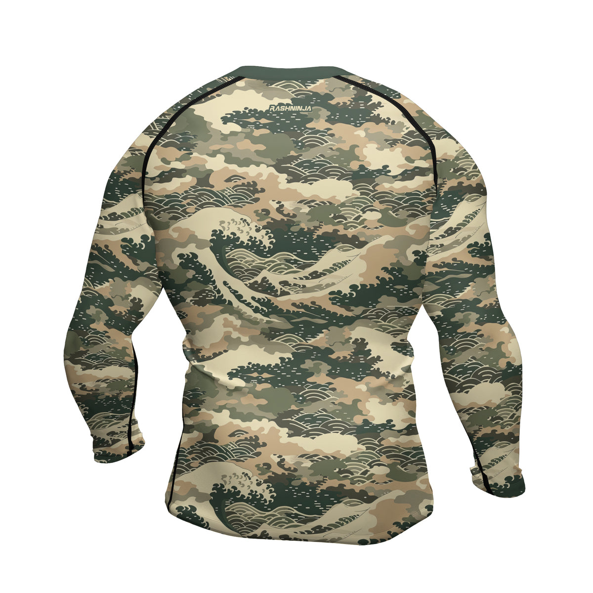 Rashninja Ocean Waves Camouflage Men's Long Sleeve Rash Guard