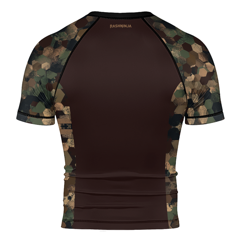 Rashninja Military Hexagon Camouflage Men's Short Sleeve Rash Guard