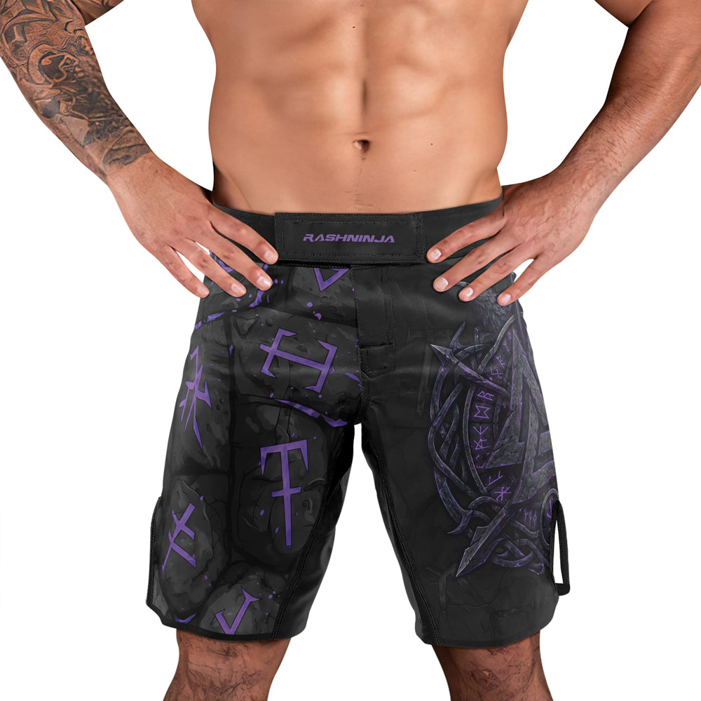 Rashninja Viking Raven Vegvisir Men's Fight Shorts