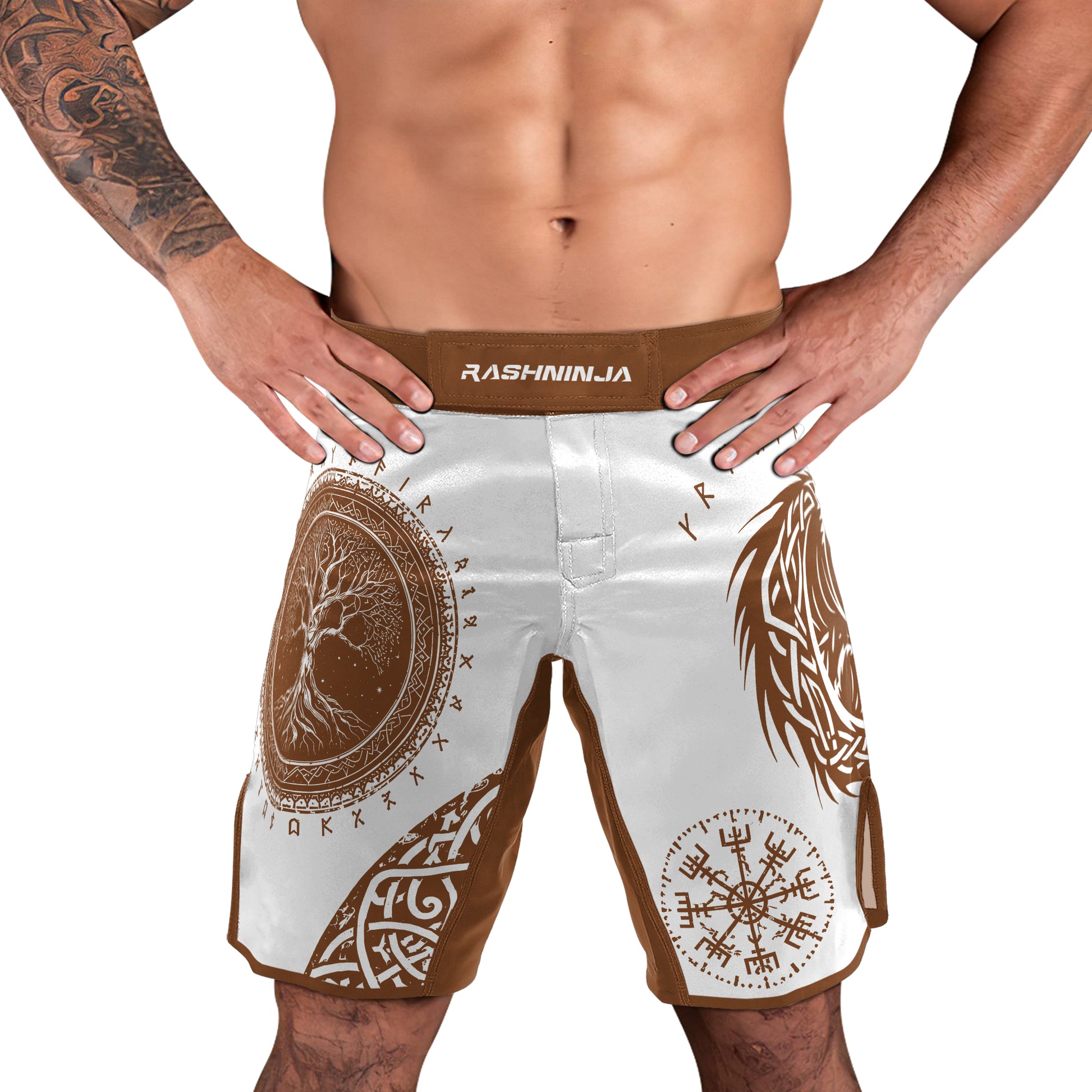 Rashninja Yggdrasil Bear Viking Men's Fight Shorts