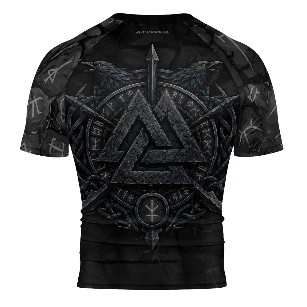 Rashninja Viking Raven Vegvisir Men's Short Sleeve Rash Guard